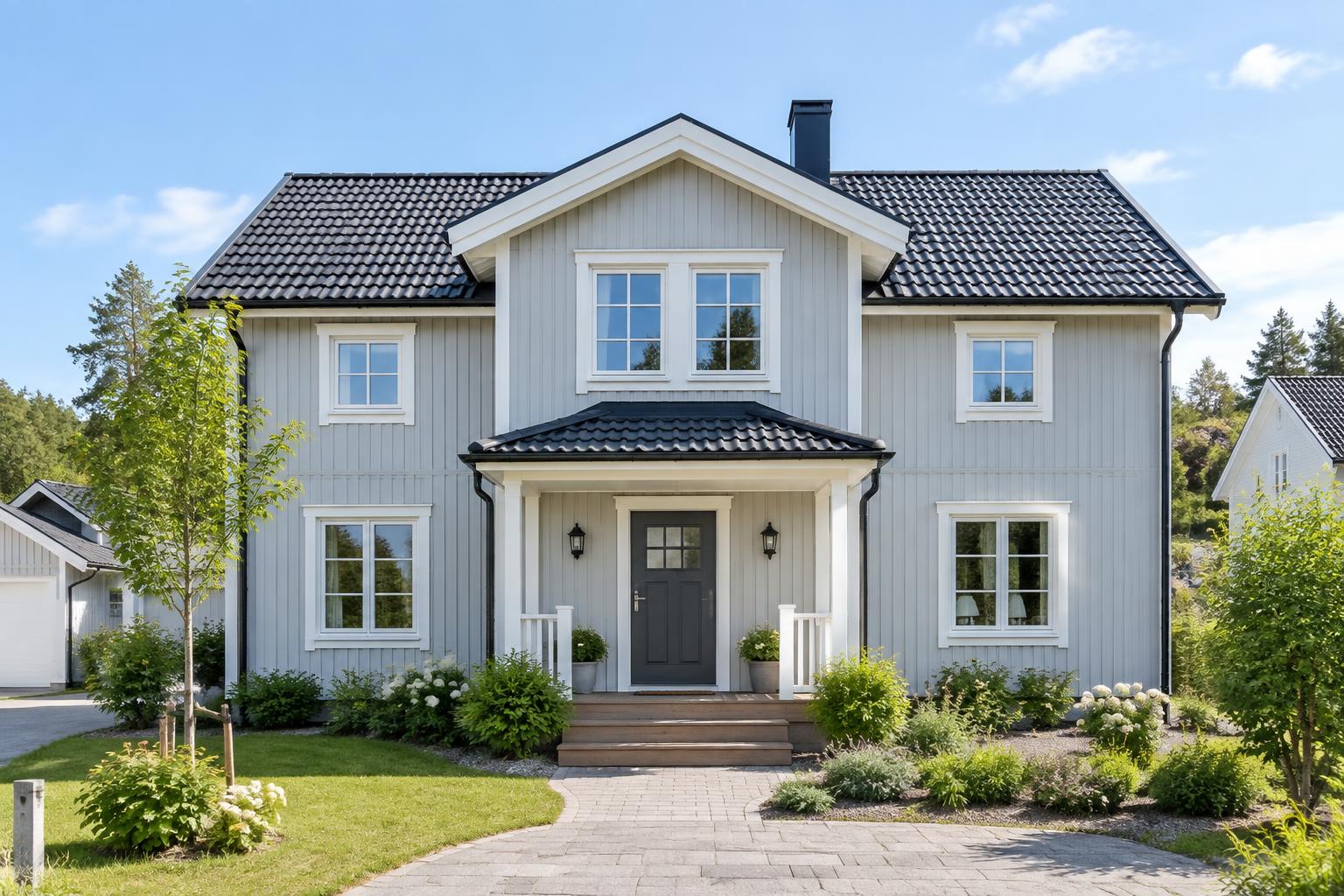 Nymålad husfasad